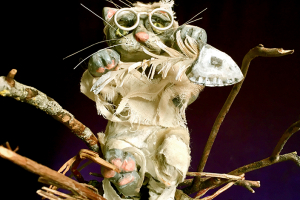 Mummy Cat with Fish Bones