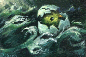 Baby Chick in the Stormy Seas