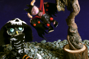 Flying Bat Pig and Owl in a Stocking